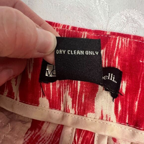 Valerie Bertinelli Linen Blend Red Abstract Casual Short Womens Size 4 - Picture 6 of 8